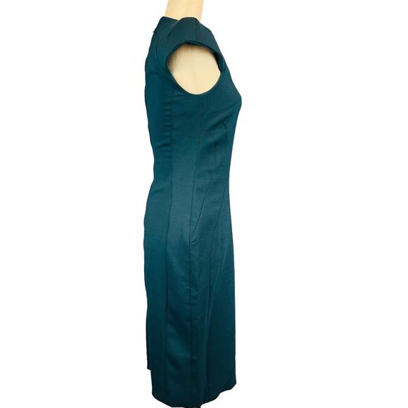 Antonio Berardi Teal Blue Green Square Neck Tailored Sheath Dress Size 4 - Picture 8 of 12